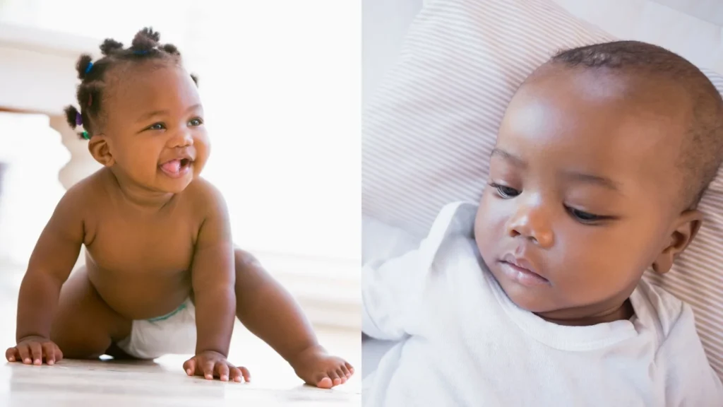 Image de deux bébés noirs. Une fille e un garçon.