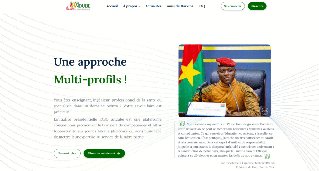Avec Faso Andubè, le Burkina Faso mise sur sa jeunesse et sa diaspora pour transformer ses compétences en moteur de développement.
