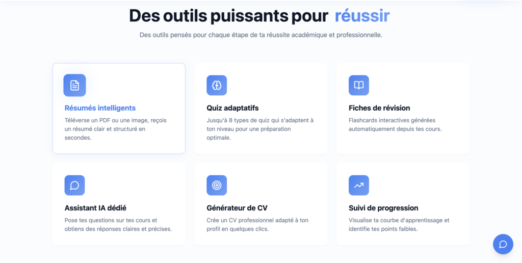 La fonctionnalité phare : générez en un clic des résumés clairs pour faciliter la mémorisation de vos cours denses.
